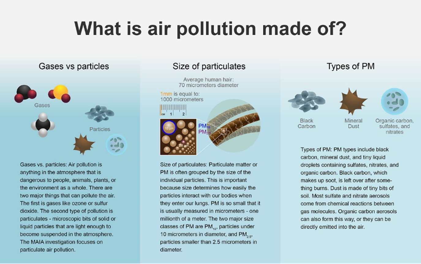 Diagram showing components of air pollution