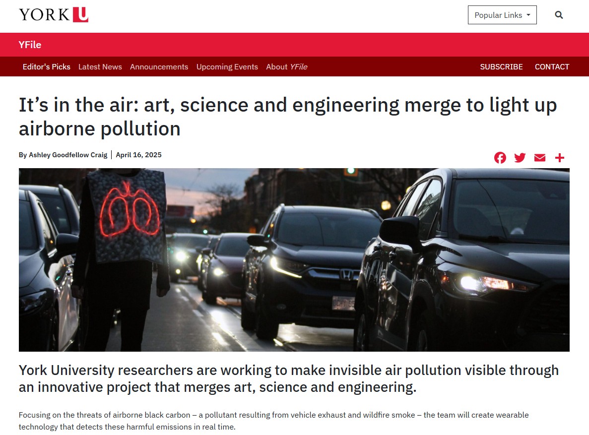Screenshot of the YFile article on York University's website